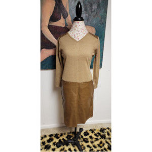 Dennis Basso Knit and Faux leather dress